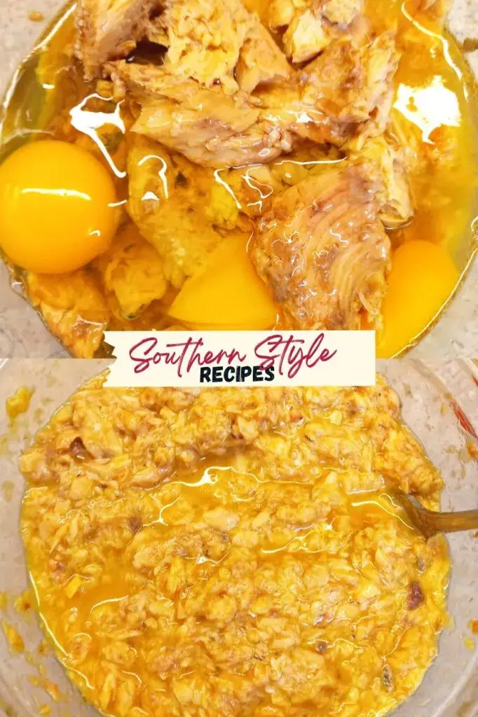 salmon patty mixture before and after egg addition