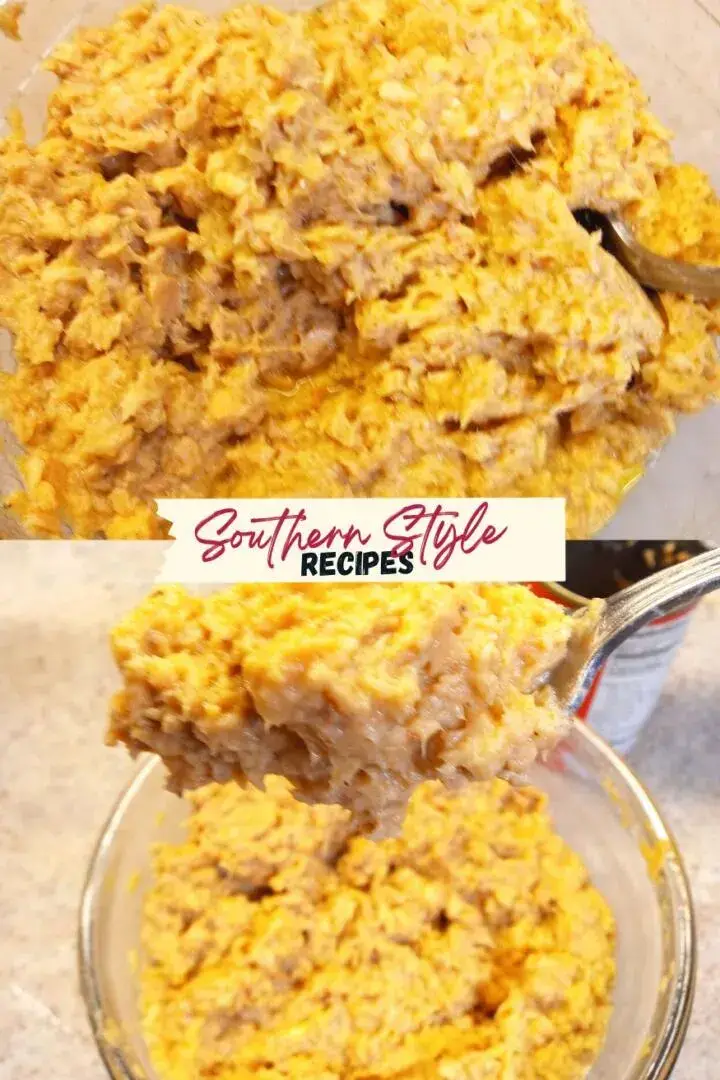 salmon mixture after flour addition