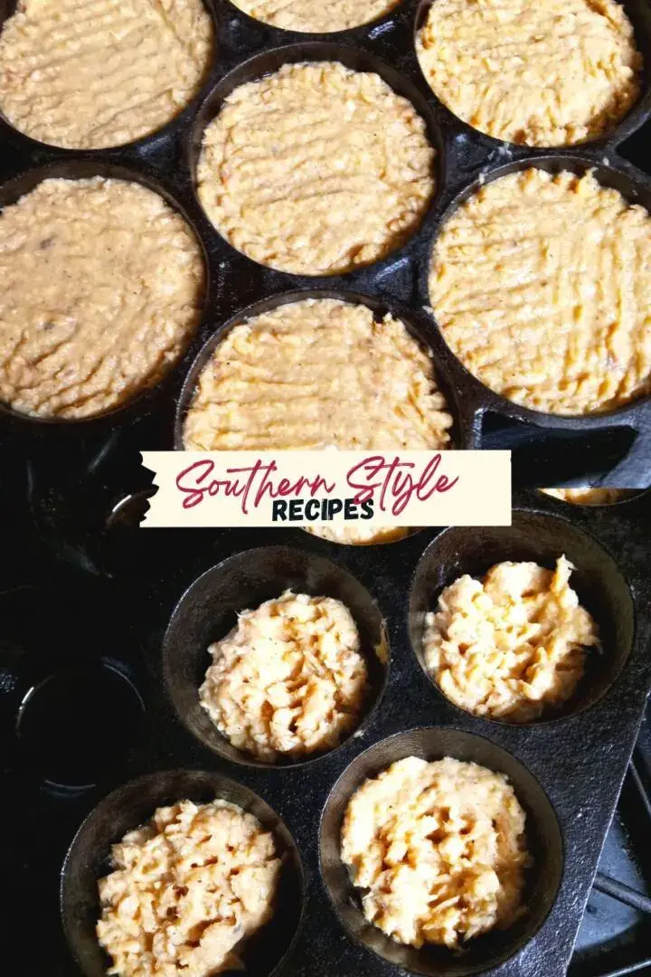 filling pans with salmon patty mixture