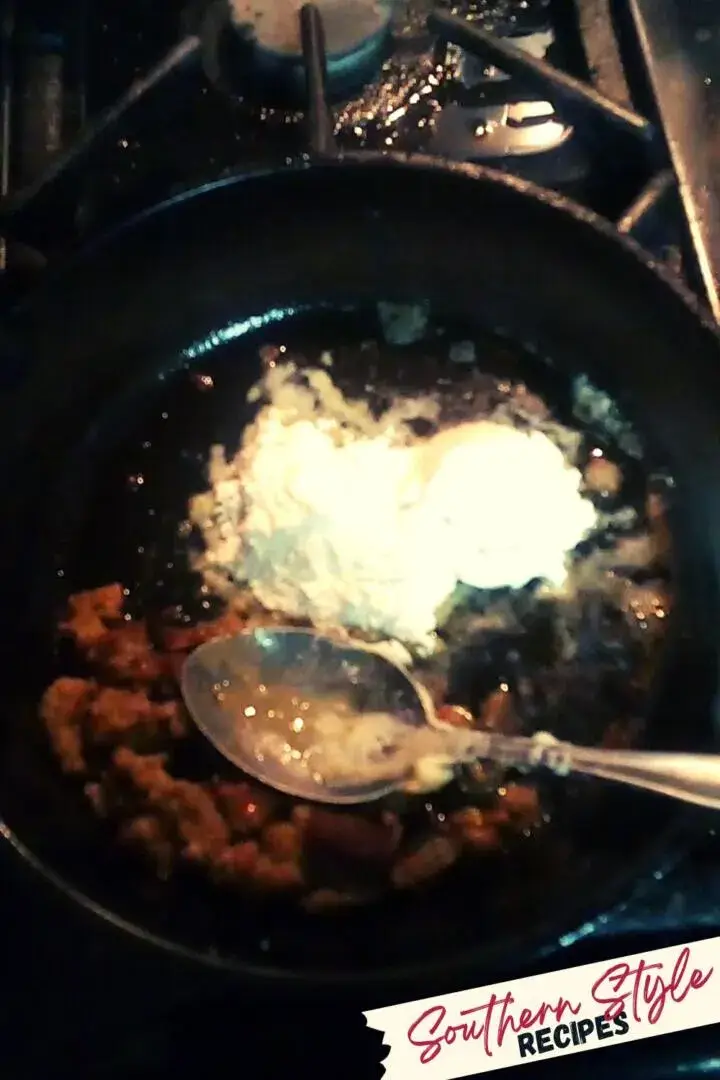 sausage crumbles and added flour