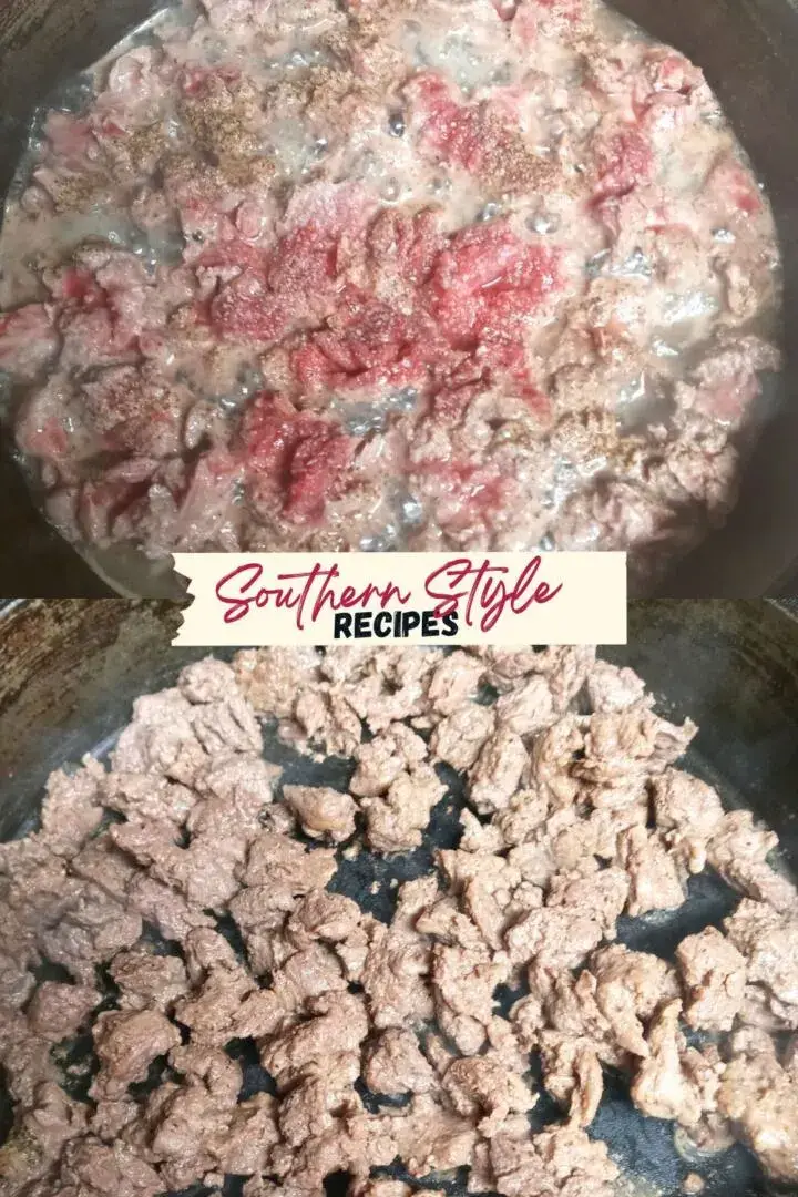 break up and brown meat in skillet