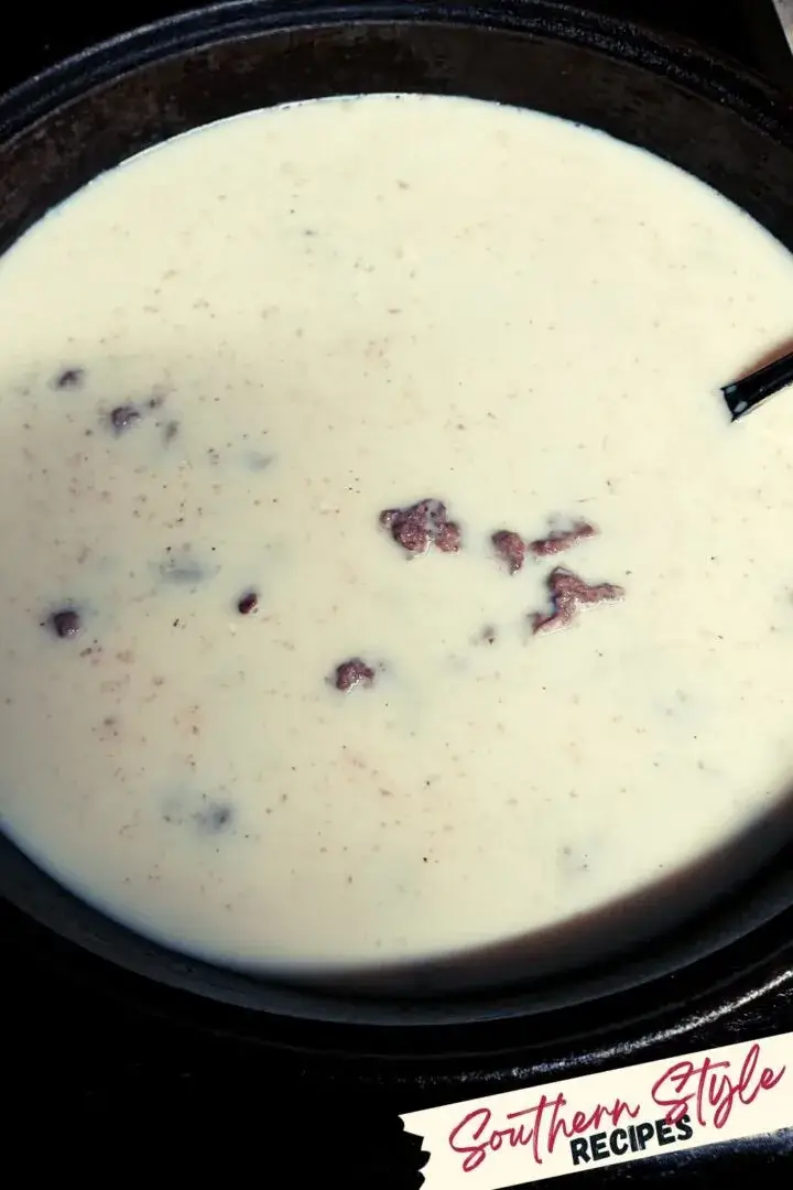 add milk to cover meat in skillet