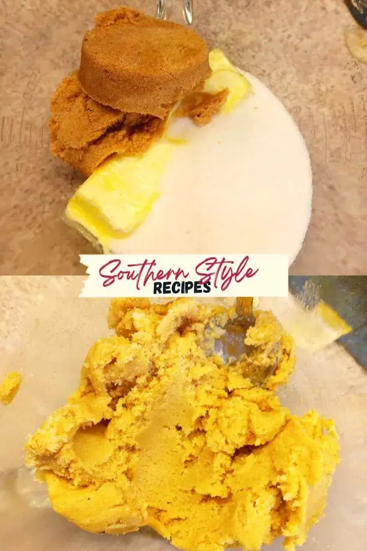 before and after blending of sugars and butter