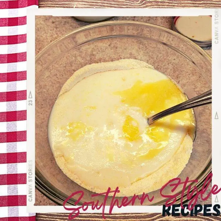 Classic southern corn bread recipe - wet and dry ingredients before mixing