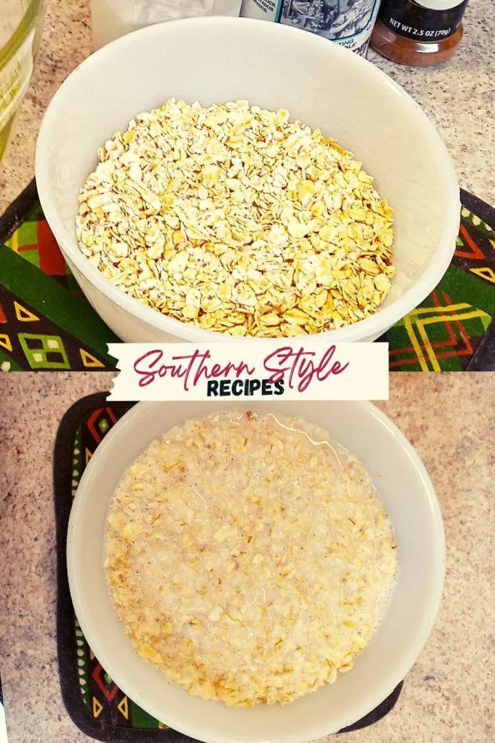 Oatmeal before and after hot water addition