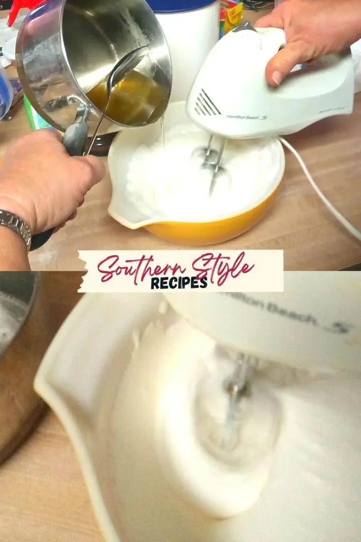 add divinity syrup to egg whites