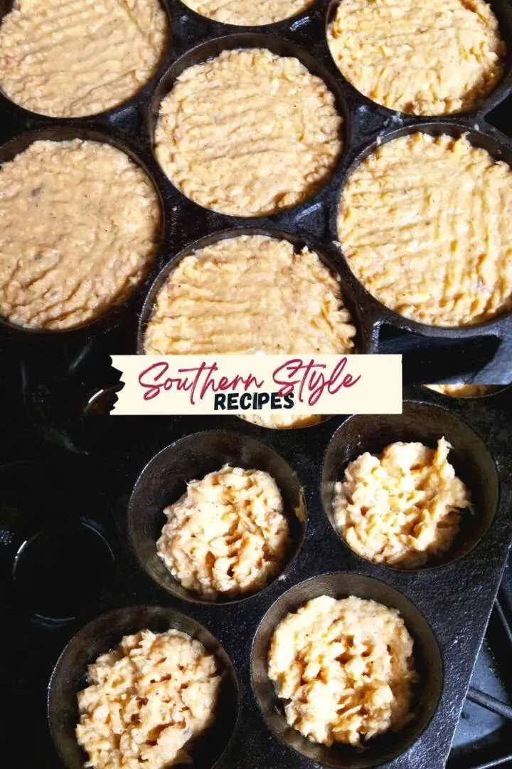 filling pans with salmon patty mixture